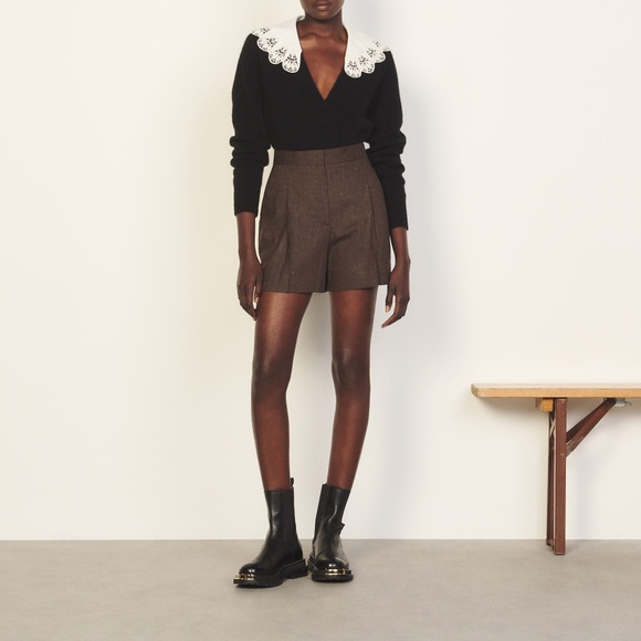 Sandro Sam High Waisted Pleated Shorts - Picture 1 of 9
